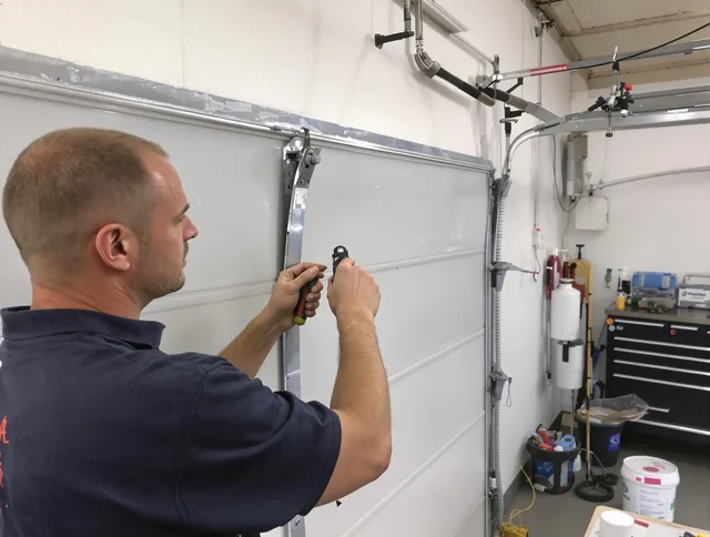 Before and after garage door dent repair by Fort Collins Garage Door Repair in Fort Collins