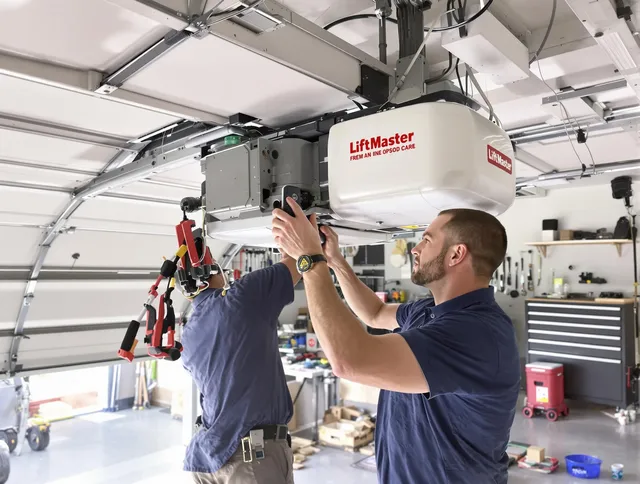 Fort Collins Garage Door Repair technician performing advanced diagnostics on garage opener in Fort Collins